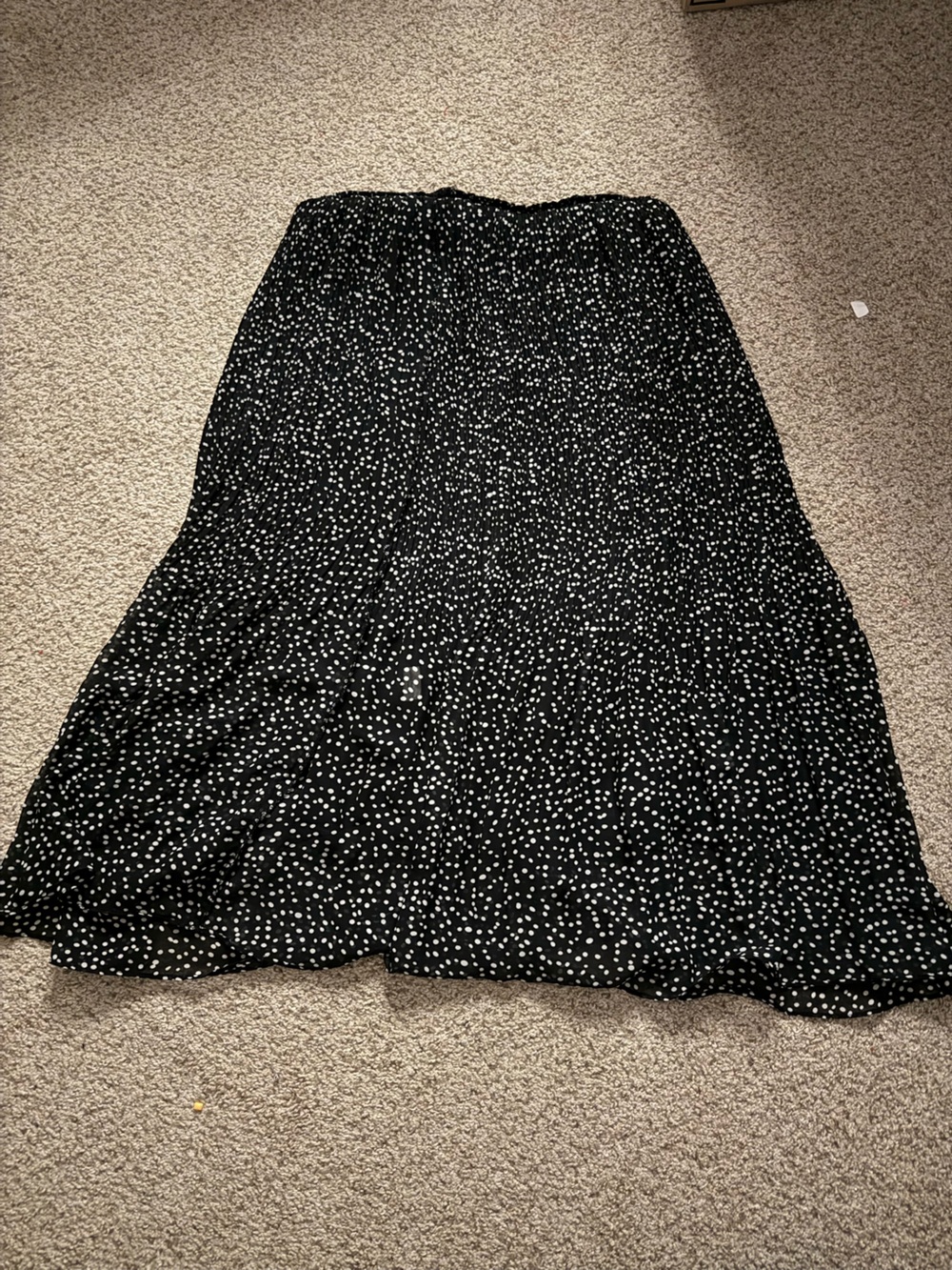 T.J.Maxx Black Maxi Skirt with White Dot Print